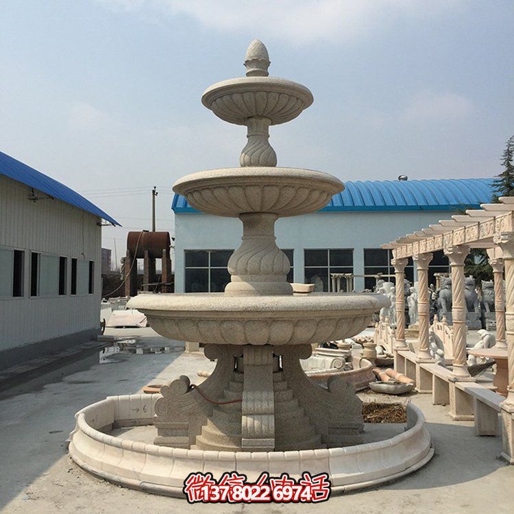 精美花崗巖石雕景觀噴泉，大型層流水花大理石雕塑