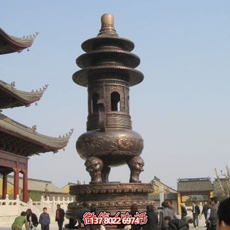 精美鑄銅大型寶蓋香爐，祈福燒香進(jìn)寶