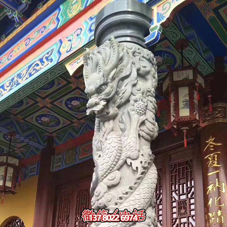 精美仿古園林，花崗巖石龍盤柱點(diǎn)綴