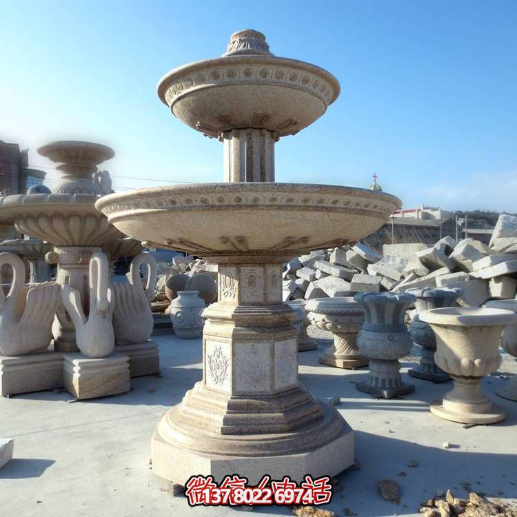 歐式黃銹石噴泉流水轉(zhuǎn)動(dòng)球，點(diǎn)綴酒店會(huì)所景觀(guān)