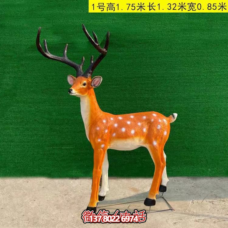 玻璃鋼仿銅梅花鹿雕塑，點綴園林景觀