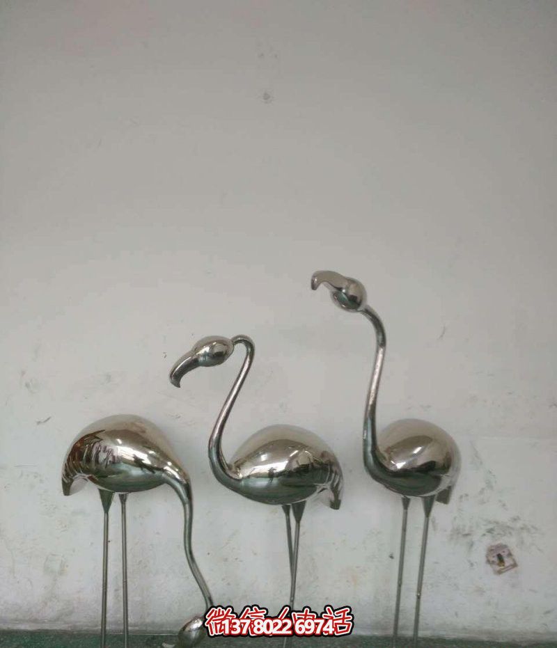 不銹鋼火烈鳥雕塑，拋光精美
