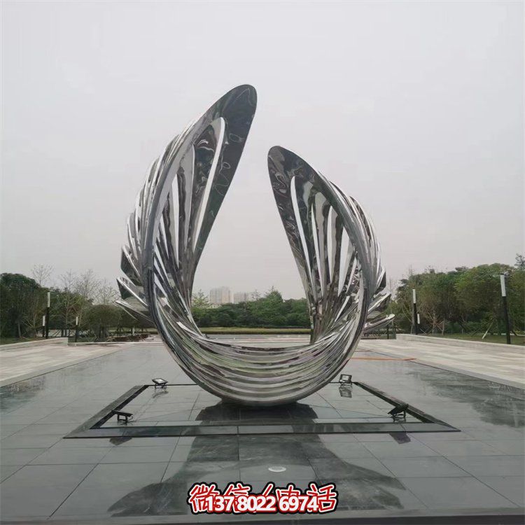 不銹鋼抽象翅膀藝術(shù)雕塑，為戶外廣場增添獨特景觀