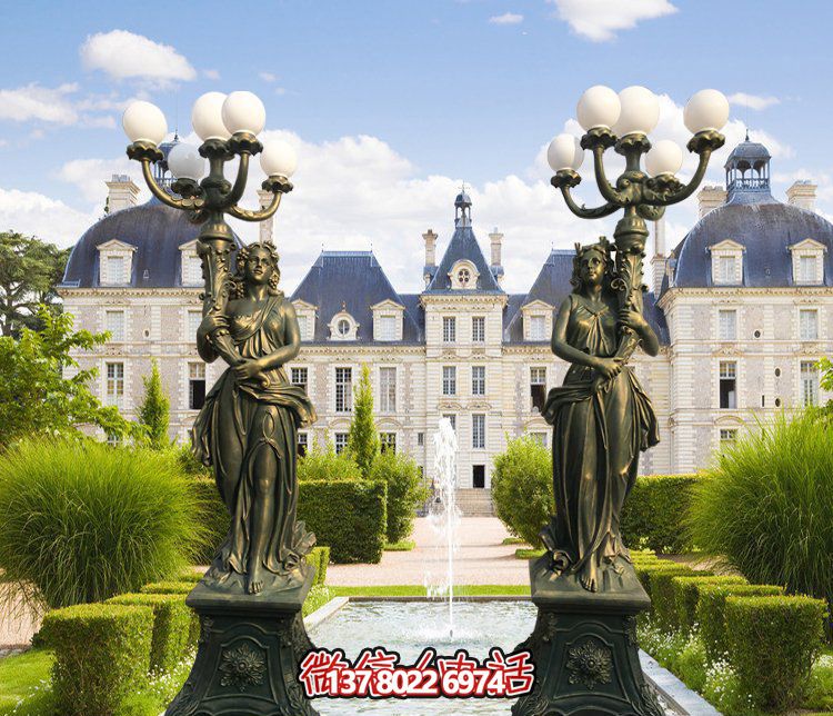 西方風(fēng)格別墅景觀裝飾，銅雕女性雕塑