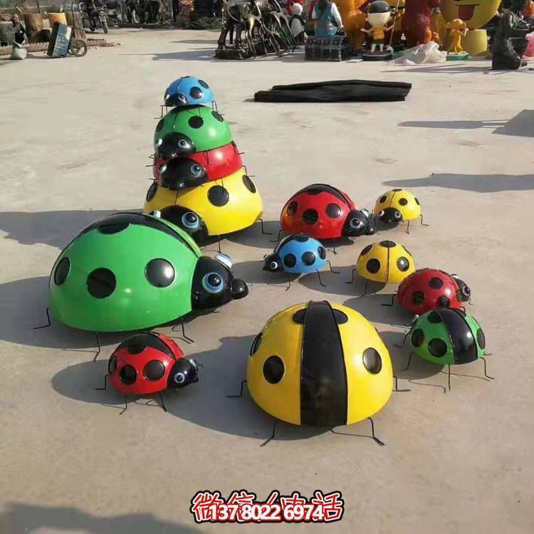 七星仿真玻璃鋼瓢蟲雕塑，園林景觀裝飾