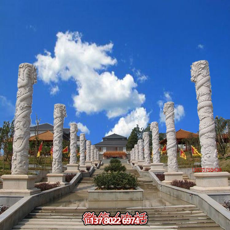 漢白玉龍柱石雕，傳承中華園林文化精髓