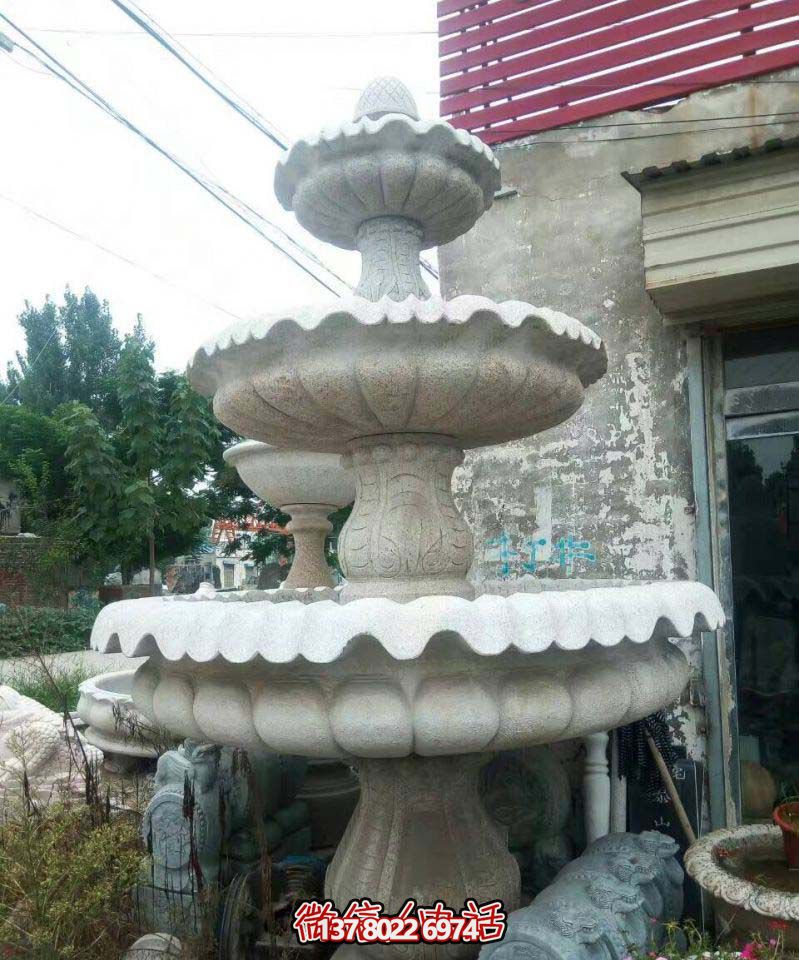 精美多層石雕景觀噴泉，打造完美公園