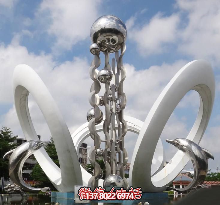 海豚個性不銹鋼雕塑，大型廣場裝飾裝置