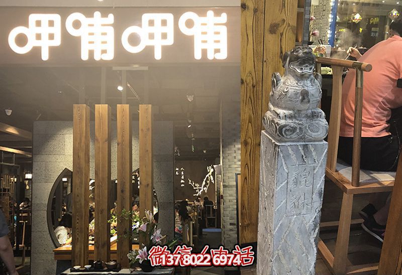 馬柱雕塑，為飯店室內(nèi)裝飾添彩