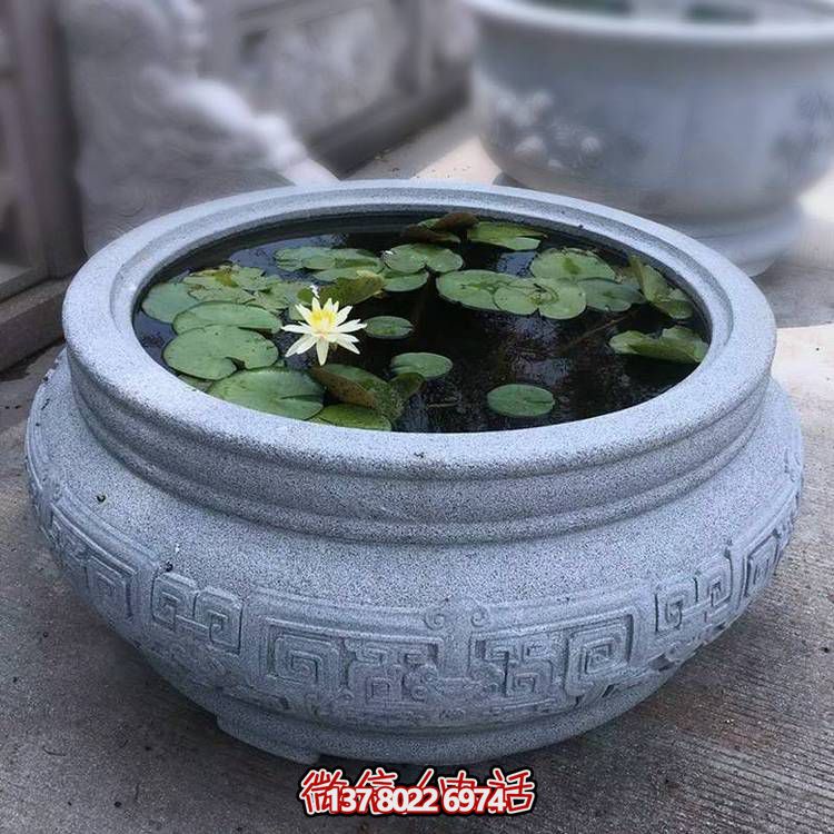 仿古大理石石雕魚缸，用藝術(shù)裝點你的生活