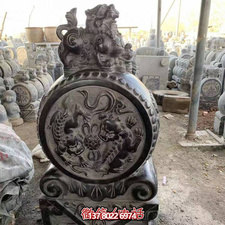 仿古青石石雕抱鼓雕塑，裝點庭院門口