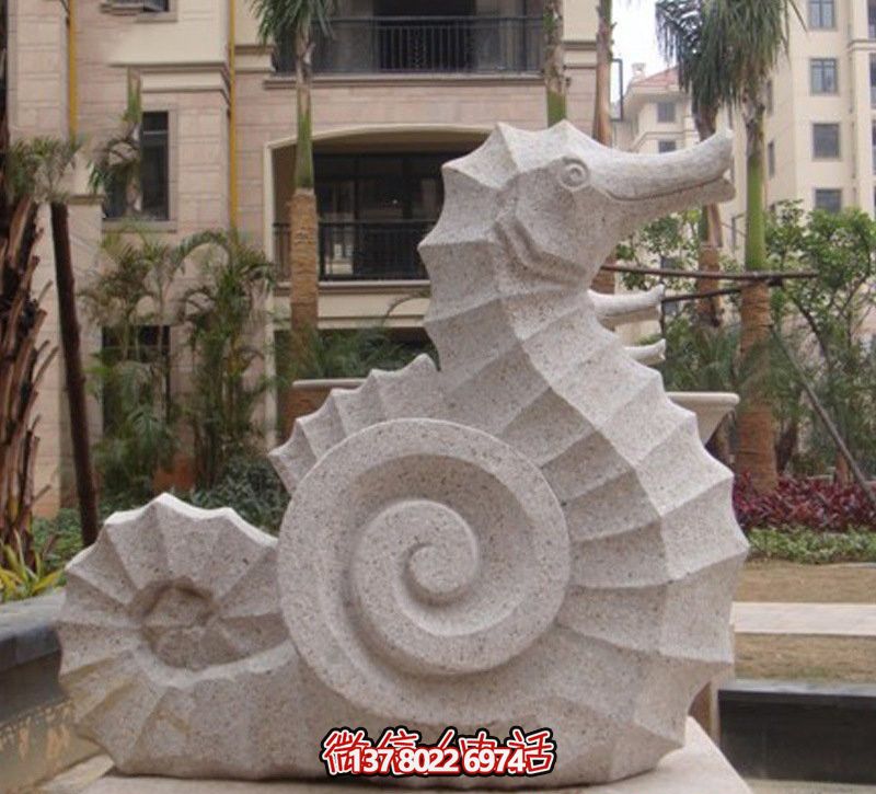 海馬創(chuàng)意石雕，點(diǎn)綴街道邊