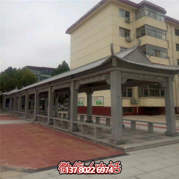 仿古建筑石雕長廊亭子，打造文化小區(qū)廣場雕塑
