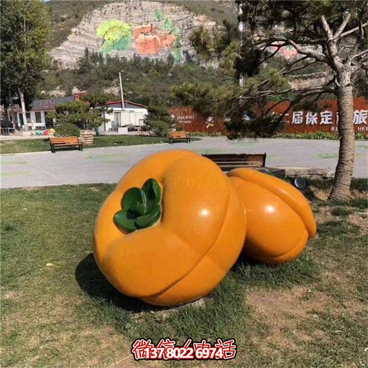 藝術(shù)品級(jí)仿真柿子雕塑，室外大型玻璃鋼裝飾園林