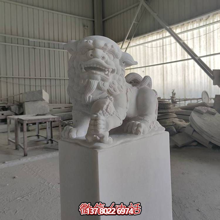 精美大理石石雕石獅子擺件，裝點庭院門口
