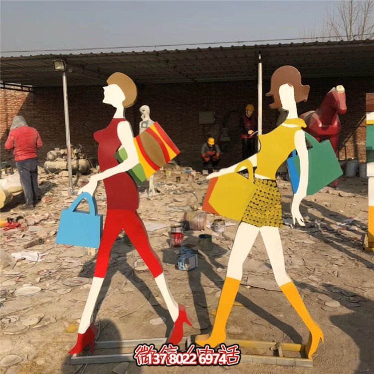 不銹鋼抽象剪影擺件，點(diǎn)綴步行街購物景觀