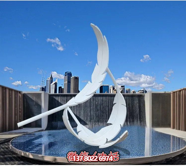 大型不銹鋼鏡面羽毛雕塑，創(chuàng)意園林景觀裝置