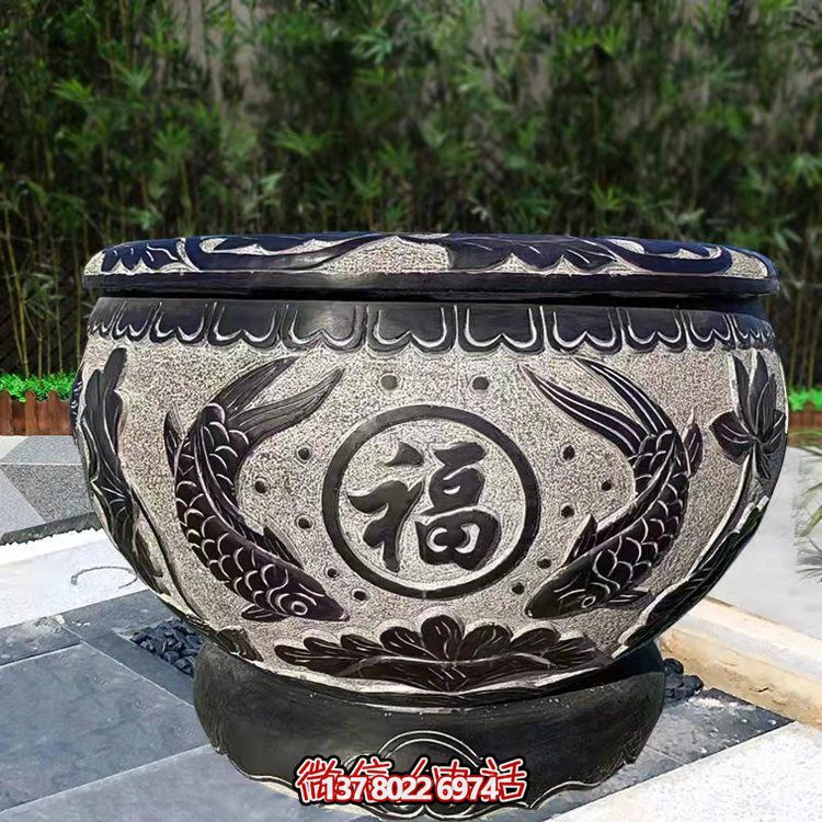 精美青石石雕缸，打造現(xiàn)代園林景觀