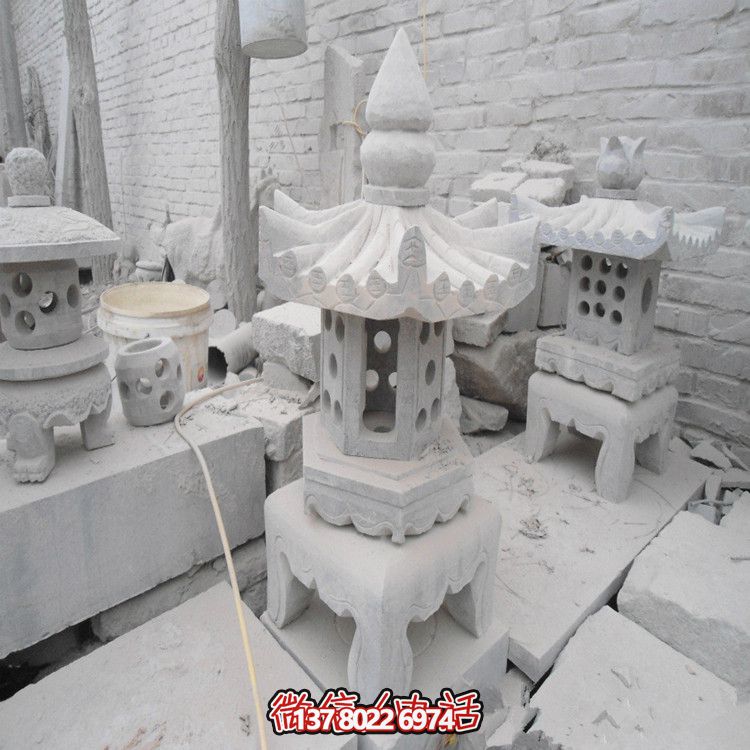 精美石燈鏤空大理石裝飾擺件，點(diǎn)亮你的漢白玉庭院