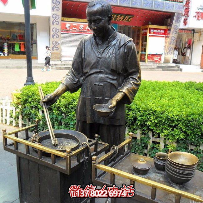 仿銅人物玻璃鋼小吃，給你無與倫比的景區(qū)體驗