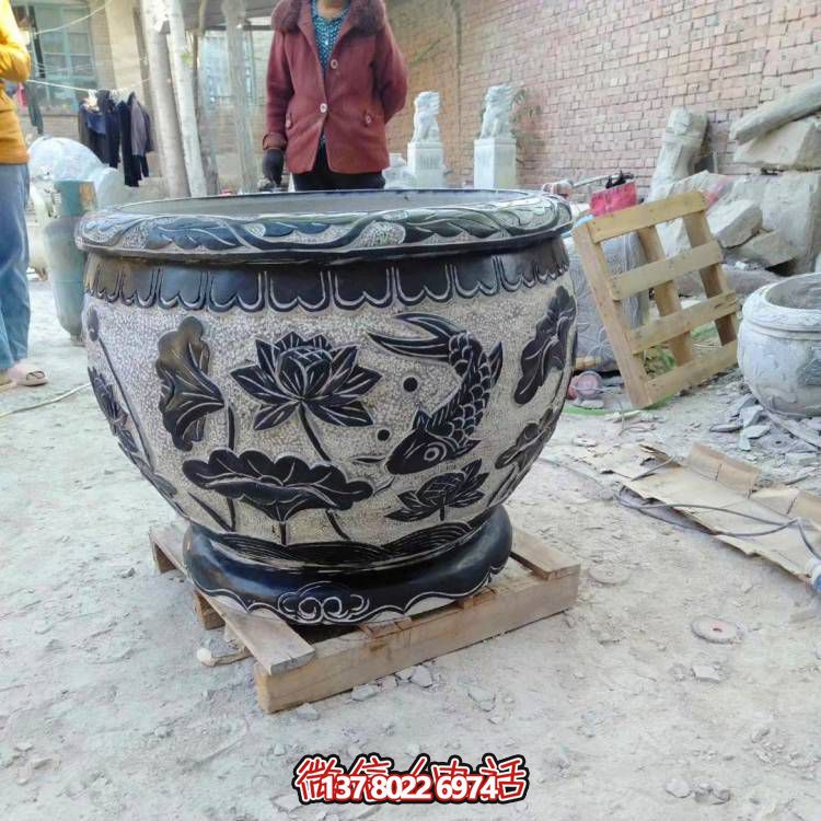 天然石頭缸，仿古雕刻，裝點家園