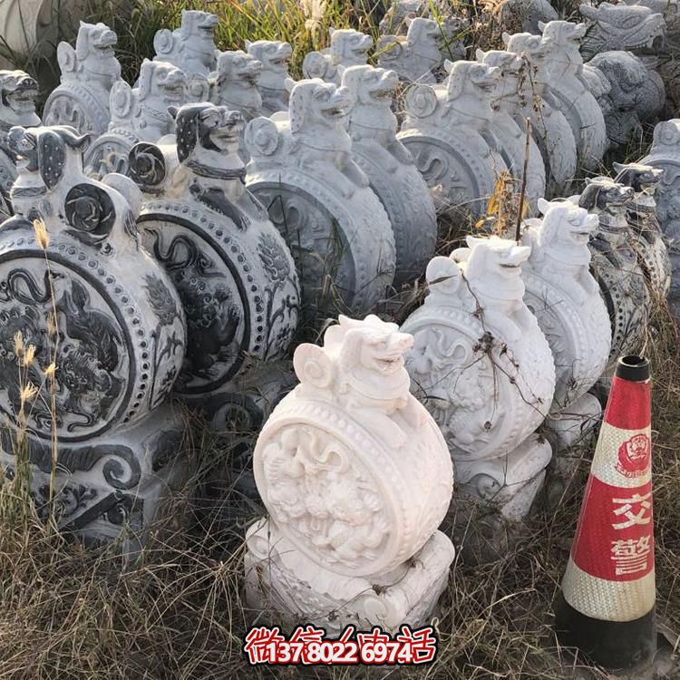 仿古青石獅子抱鼓石擺件，鎮(zhèn)宅庭院門(mén)口裝飾