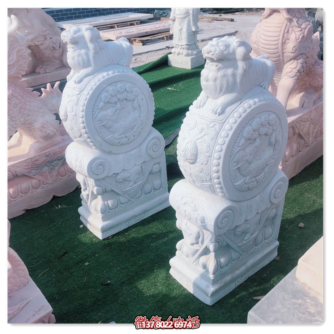 精美石雕獅子雕塑，裝點(diǎn)精致庭院