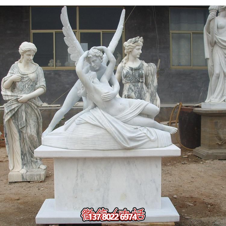 西方天使?jié)h白玉雕塑，美化景區(qū)廣場