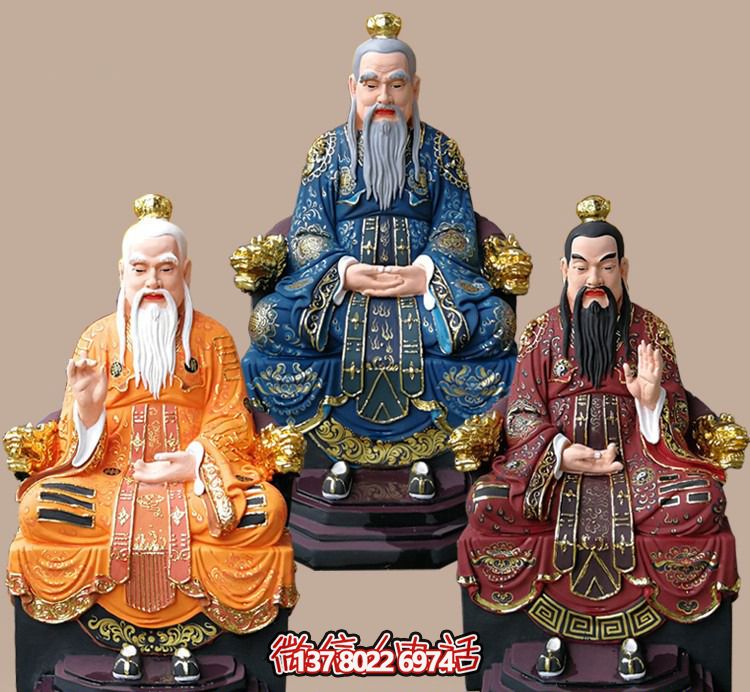 玻璃鋼老子三清尊神佛像，精美彩繪全景展示梵形神寶君