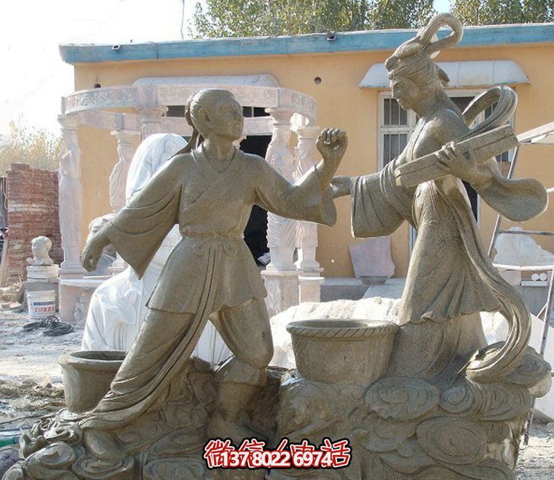 公園景觀(guān)牛郎織女砂巖雕塑