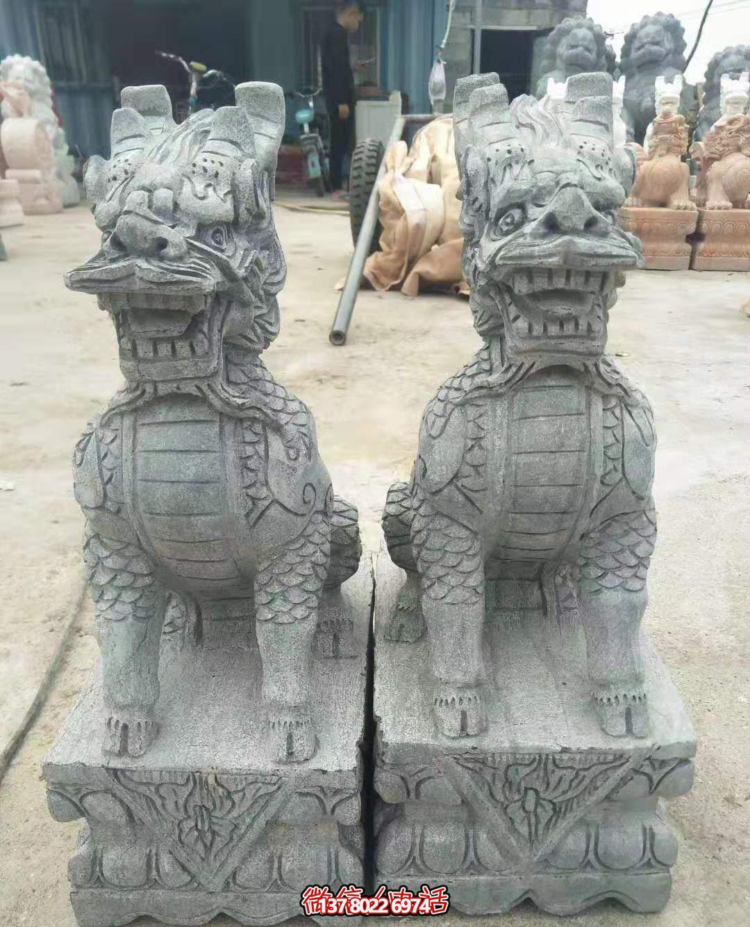 戶外景區(qū)大型大理石石雕麒麟雕塑 戶外景區(qū)大型大理石石雕麒麟雕塑