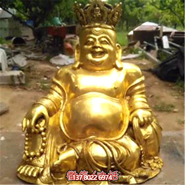 戶外景觀大型噴金烤漆彌勒佛雕塑