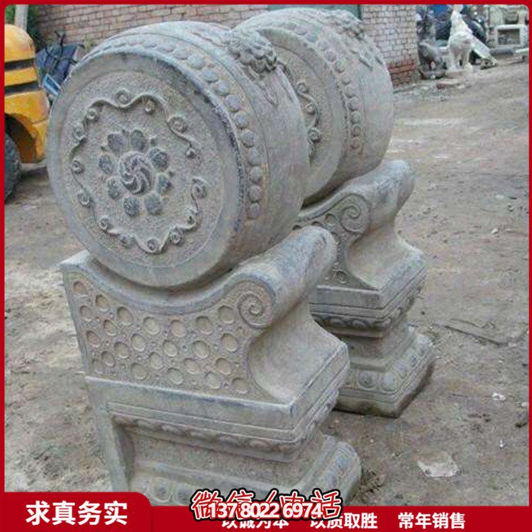 庭院門(mén)口門(mén)墩青石石雕戶(hù)外一對(duì)抱鼓石雕塑