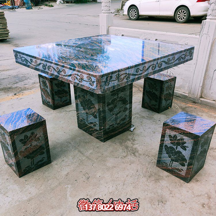 大理石石桌凳，正方形桌子凳子