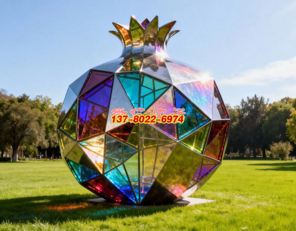 《晶簇同心?榴韻華章》：不銹鋼景觀雕塑凝萃石榴意象，織就民族團(tuán)結(jié)的絢爛符號(hào)